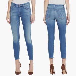 MOTHER THE LOOKER CROP IN WISHFUL DRINKING 25 STRETCH EUC